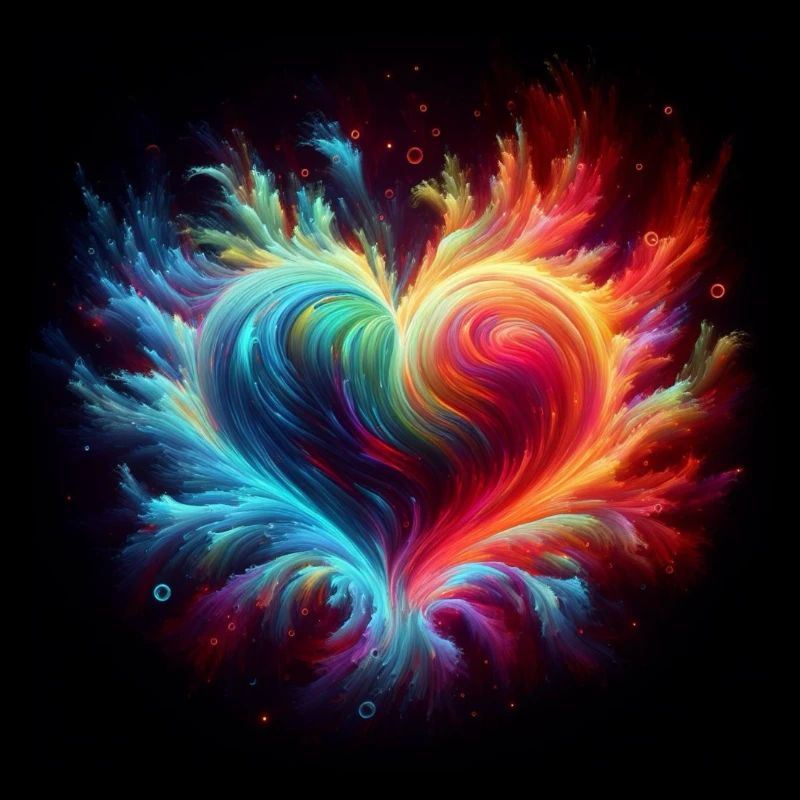 Fire burst heart rainbow