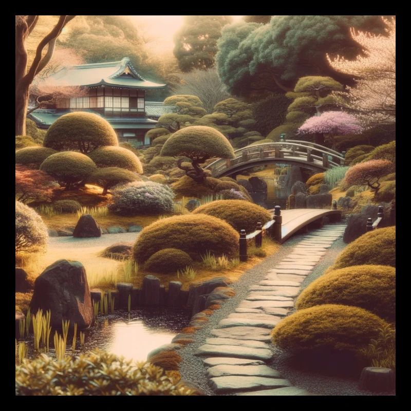 Japan Vintage Bushes Path