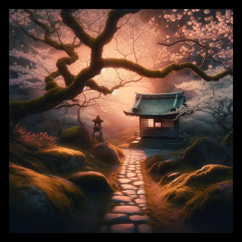 Japan Vintage Moss Stone Path