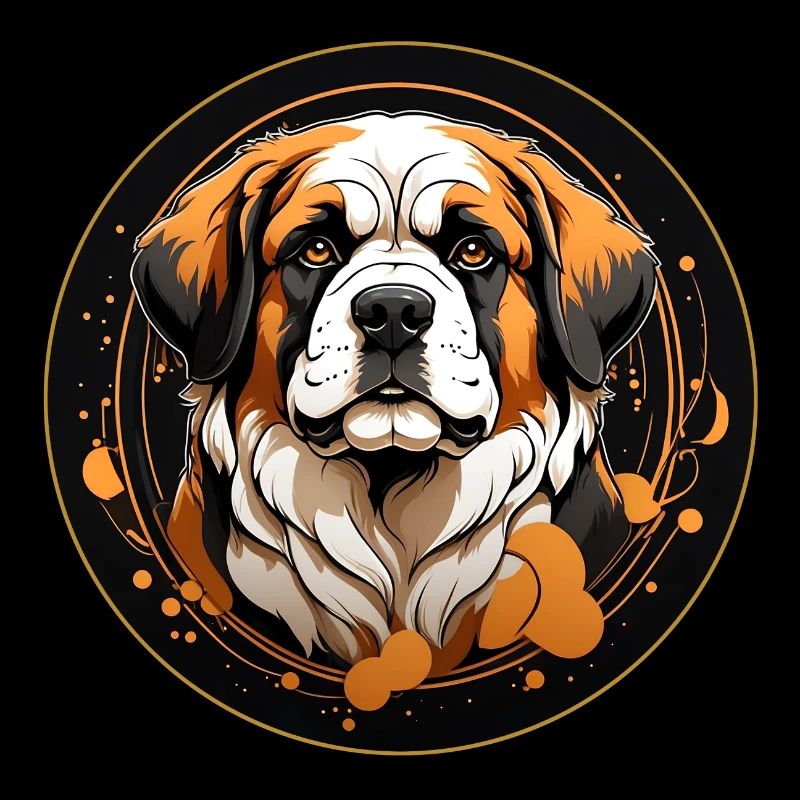 St. Bernard Portrait in Round Frame