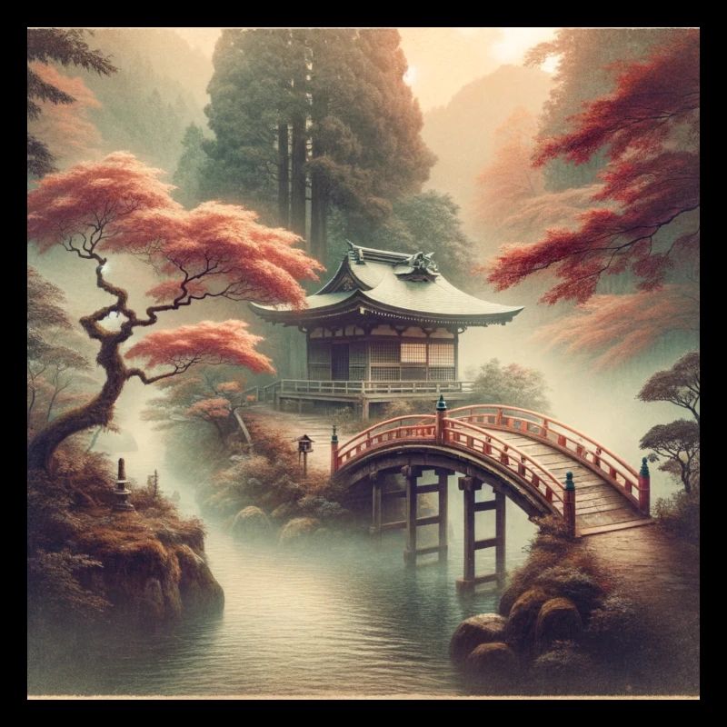 Japan Vintage Tea Pavilion Bridge