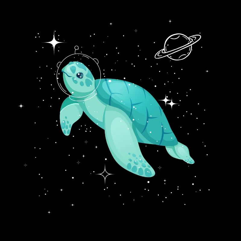 Turtle swims in space