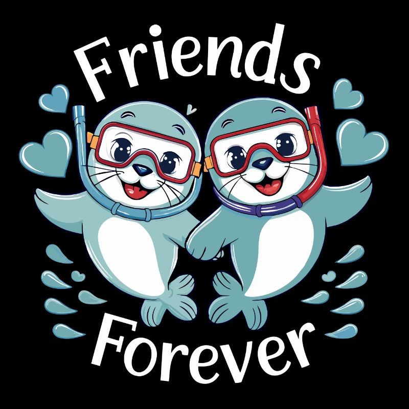 Two funny seal friends forever