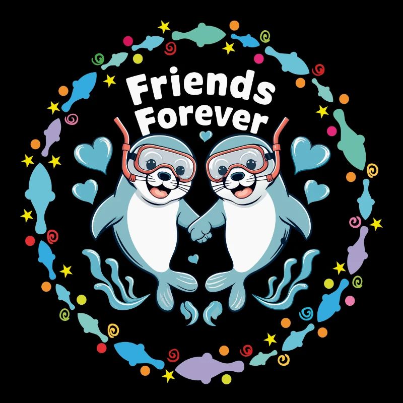 Two Funny Seals Seals Friends Forever