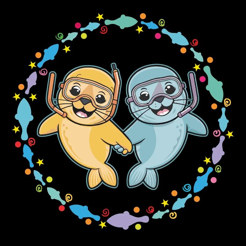 Two funny amorous seals seals friends