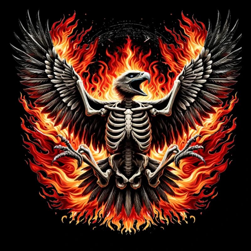 Aigle noir fait d’os et de feu