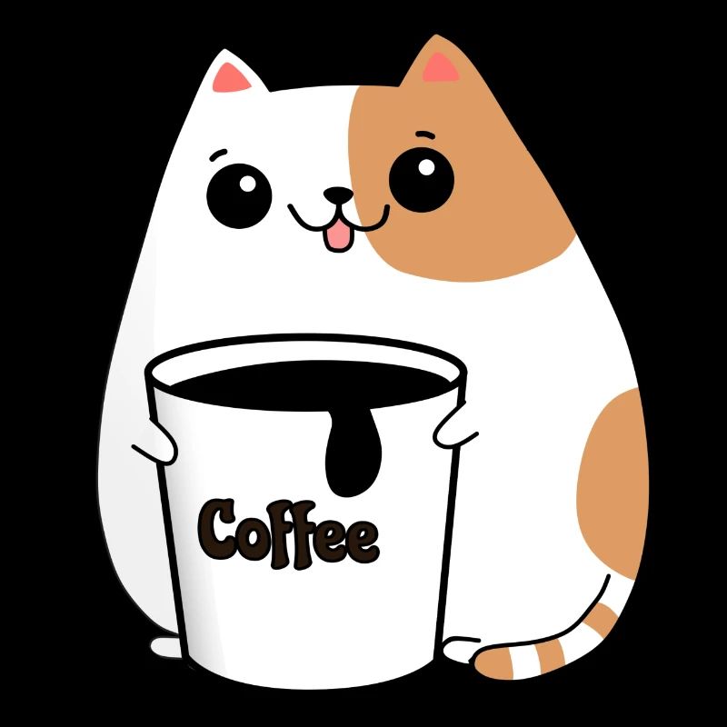 Happy Cat With Coffee Extra Large