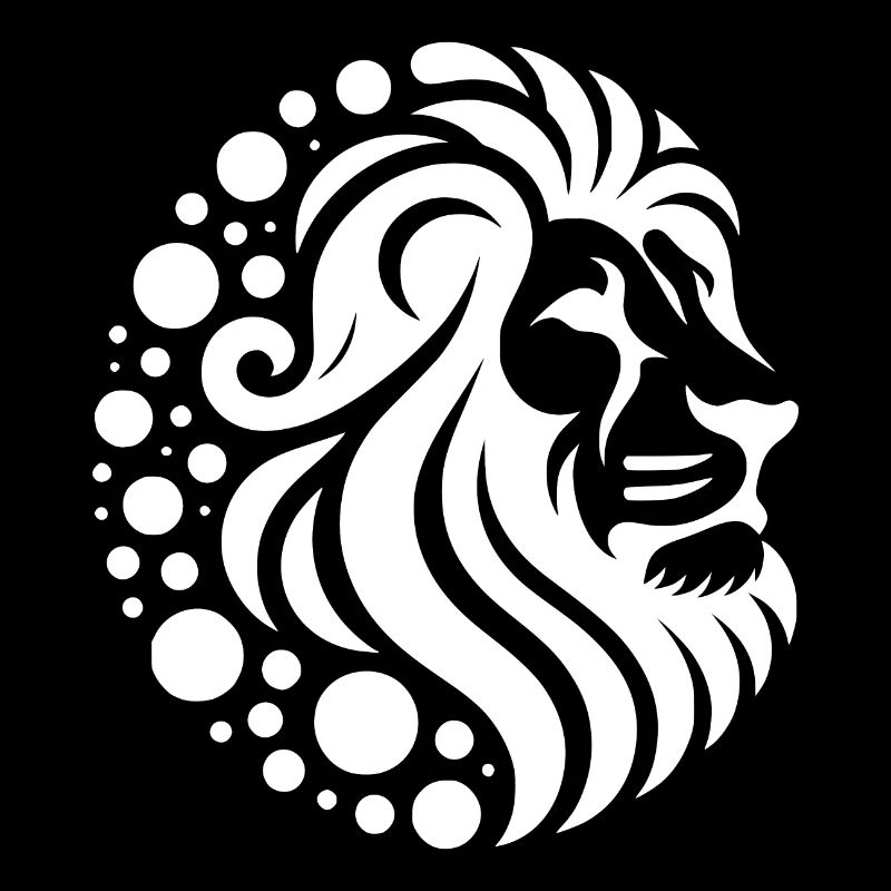 Proud lion's head with wild mane