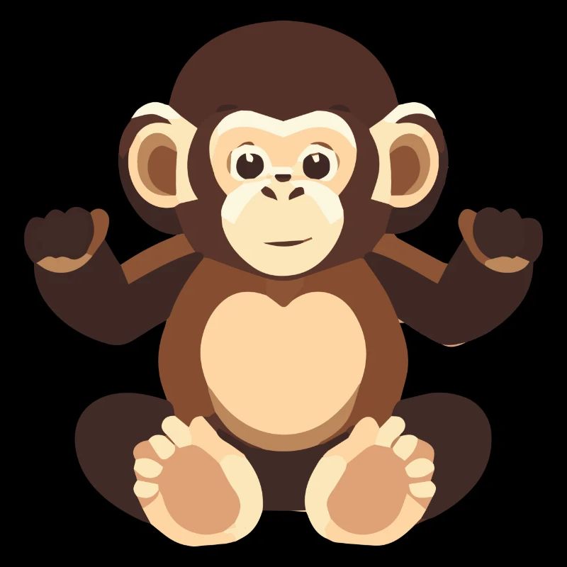 Singe Bébé Mignon Gorille Fourrure Marron Orang-outang