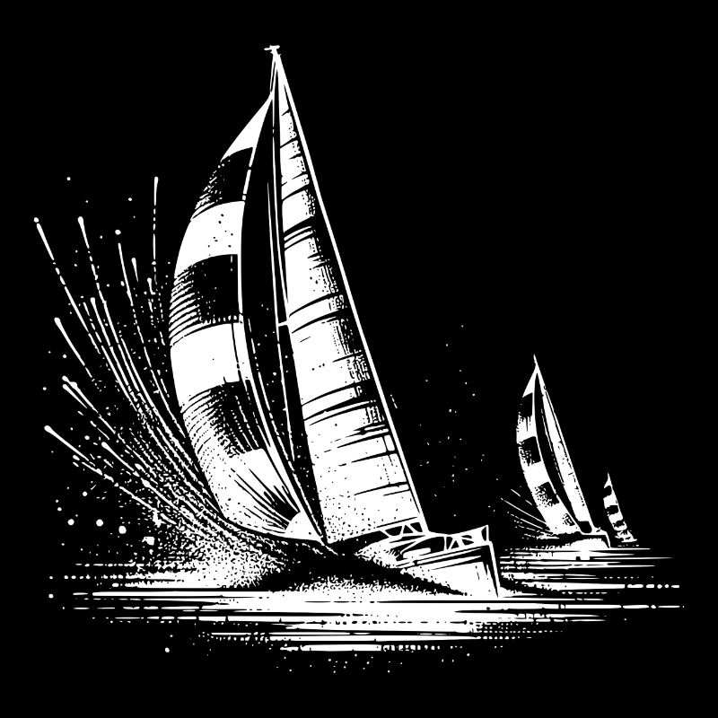 Des voiliers de régate dans le vent et les vagues