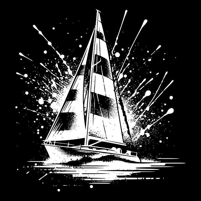 Segelboot mit Wellengang Splash Optik