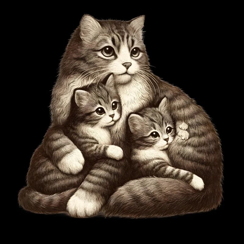 regroupement affectueux de chats et de chatons