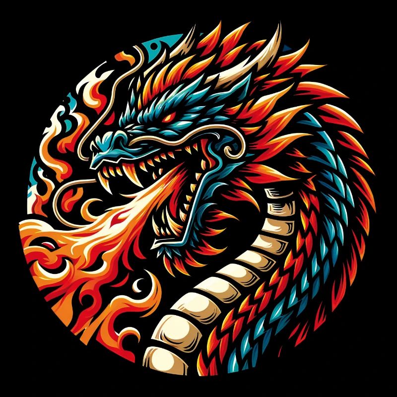 Dragon de feu coloré