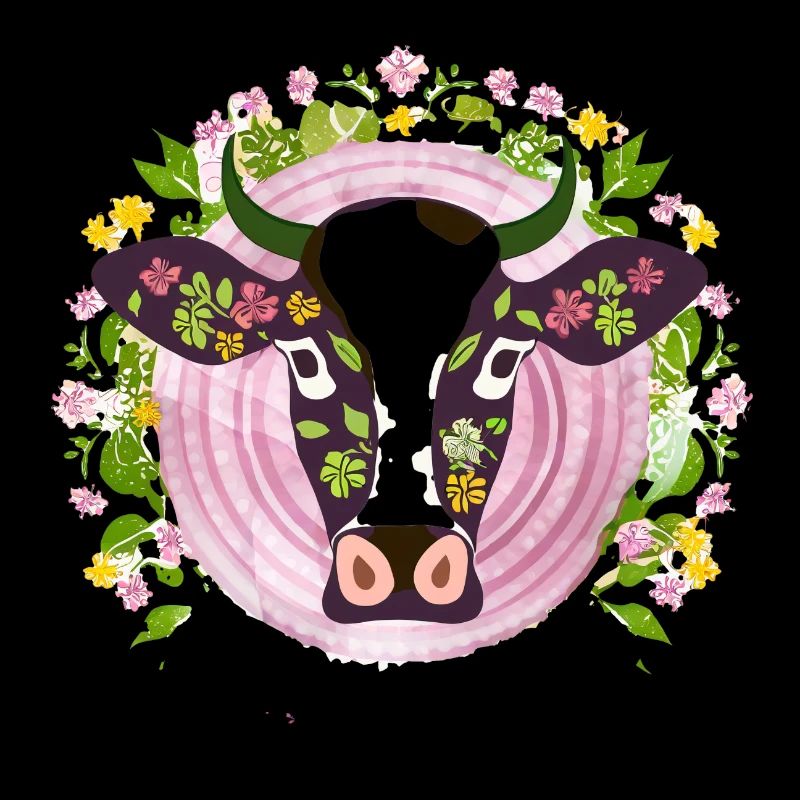 Kuh mit Blumenschmuck Kuhshirt Geschenkidee