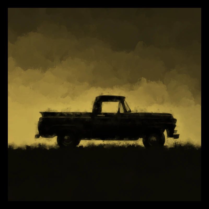 Silhouette de camionnette à l’horizon