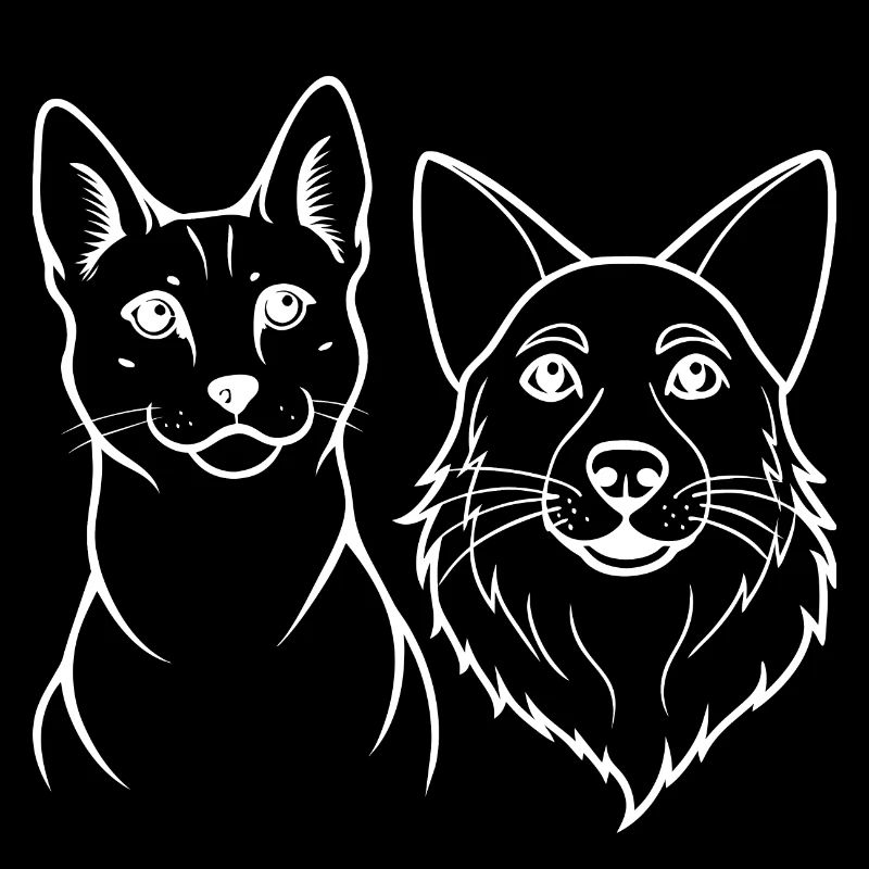 Eine Katze und ein Hund nebeneinander