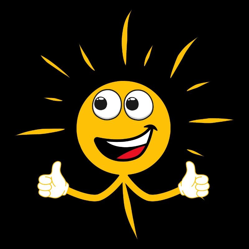 Sonne, die den Daumen hebt