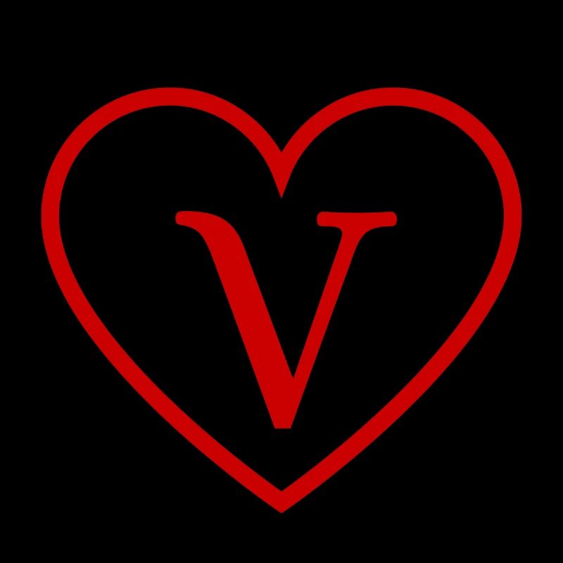 Letter v red heart