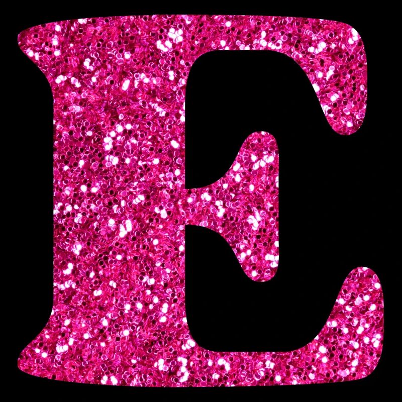 Letter e pink glitter