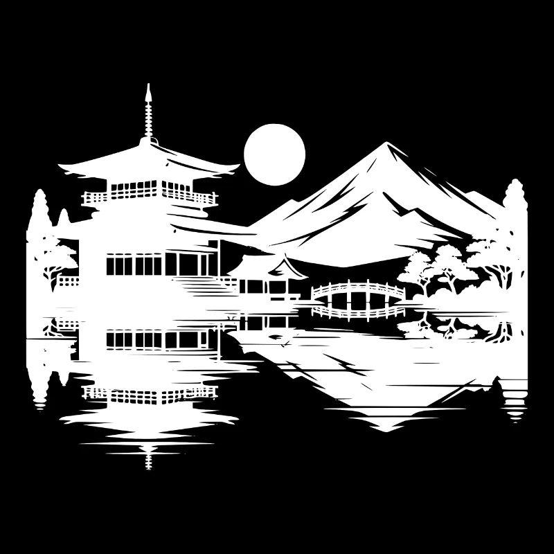 Asian Sunset Japanese Landscape
