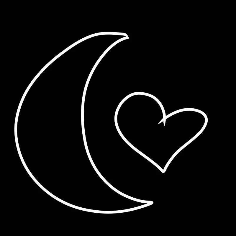 Symbole de lune forme coeur
