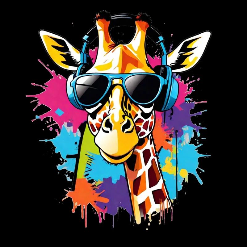 Coole DJ Giraffe mit Sonnenbrille und Kopfhörer
