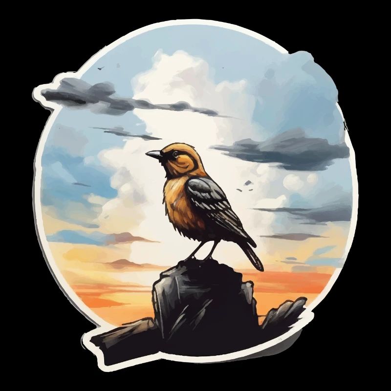 Landschaft Gemälde mit Vogel