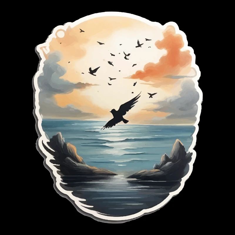 Landschaft Gemälde mit Vogel