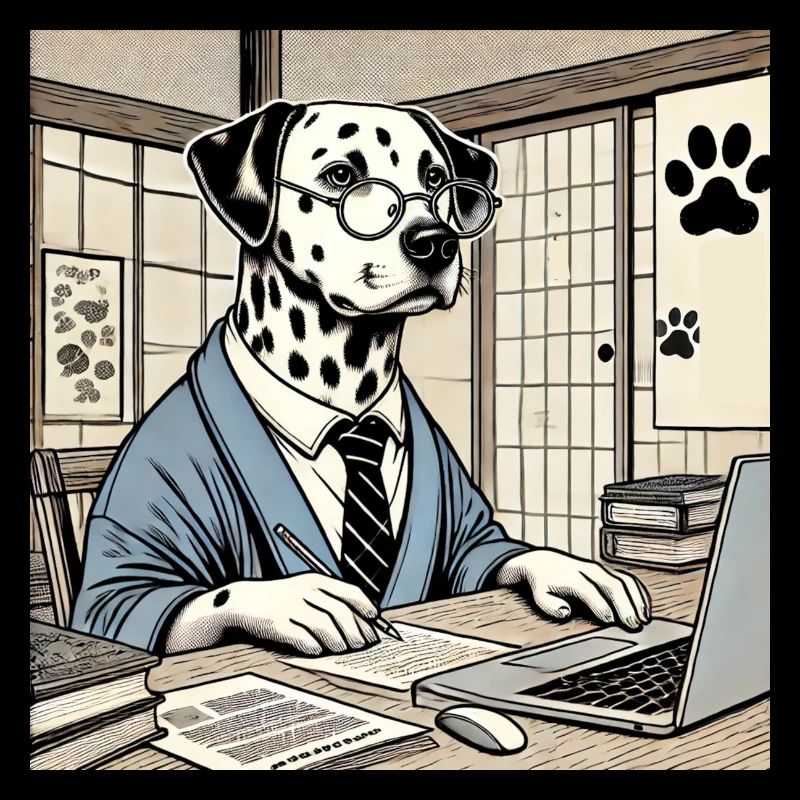 Damlmartiner au bureau - Ukiyo-e Style