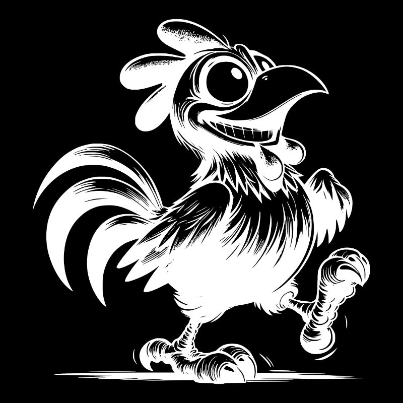 Grinning Funny Rooster Drawing
