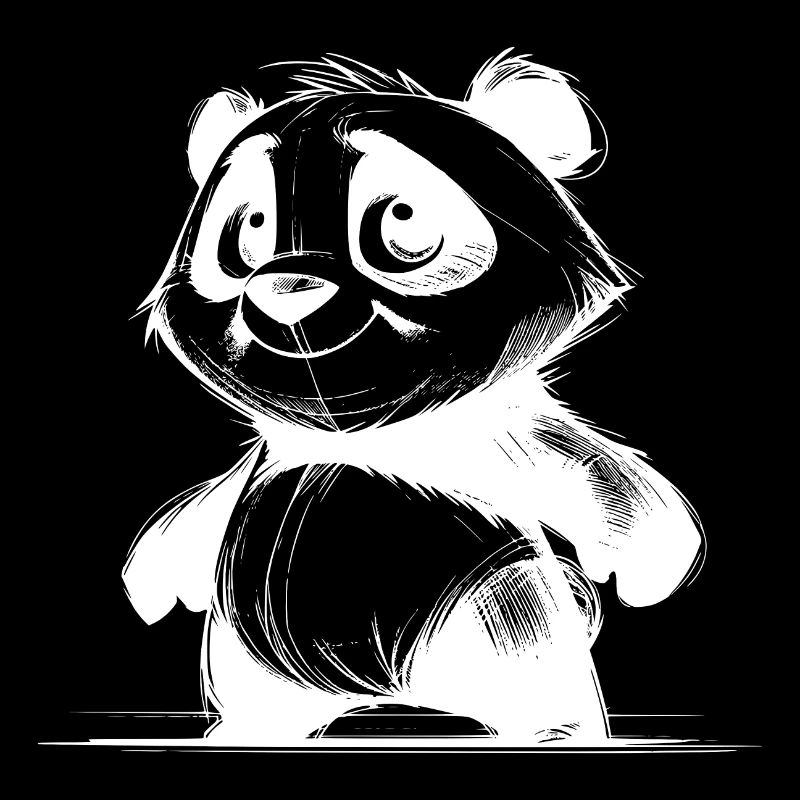 Cute Panda Baby Bear with Big Eyes Sketch