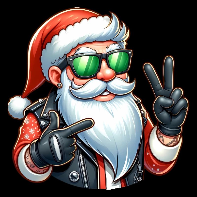 Weihnachtsmann auf Motorrad mit Sonnenbrille