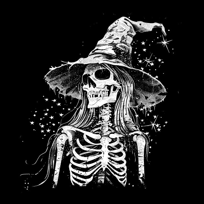 Sorcière squelette sombre avec chapeau de sorcière
