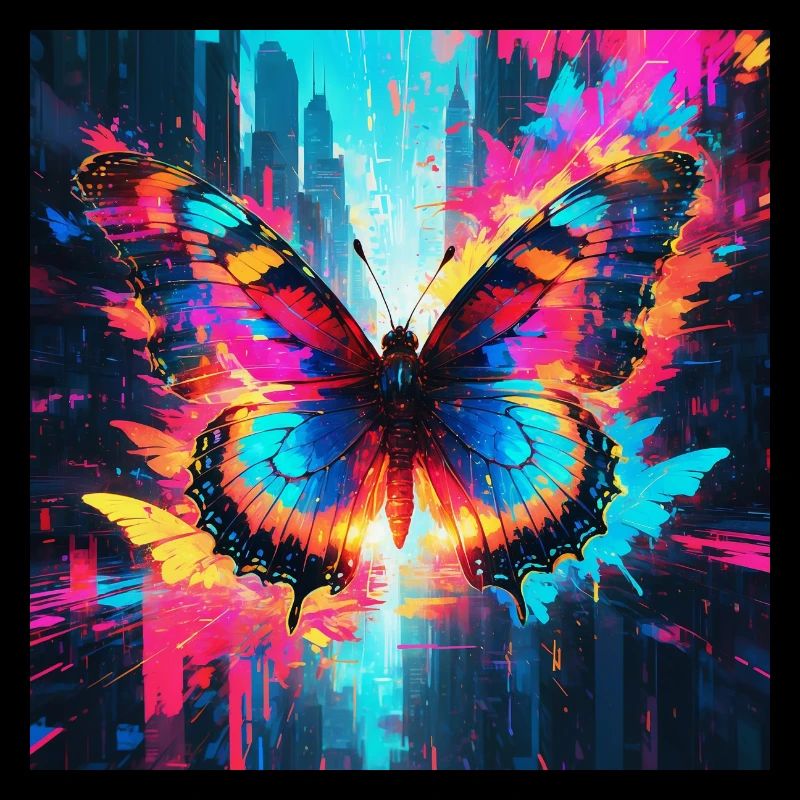 Papillon monarque néon