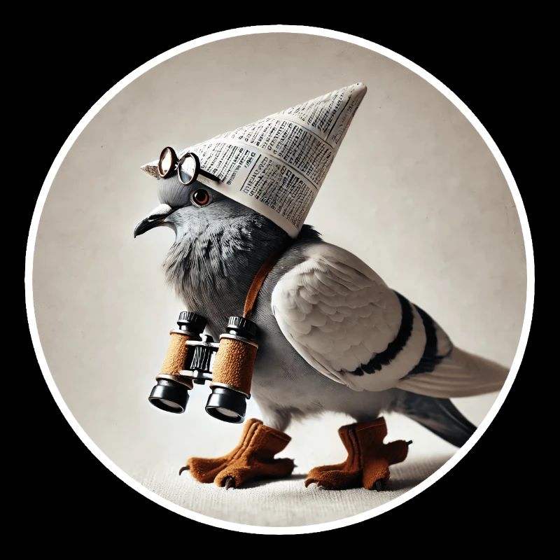 Pigeon with binoculars