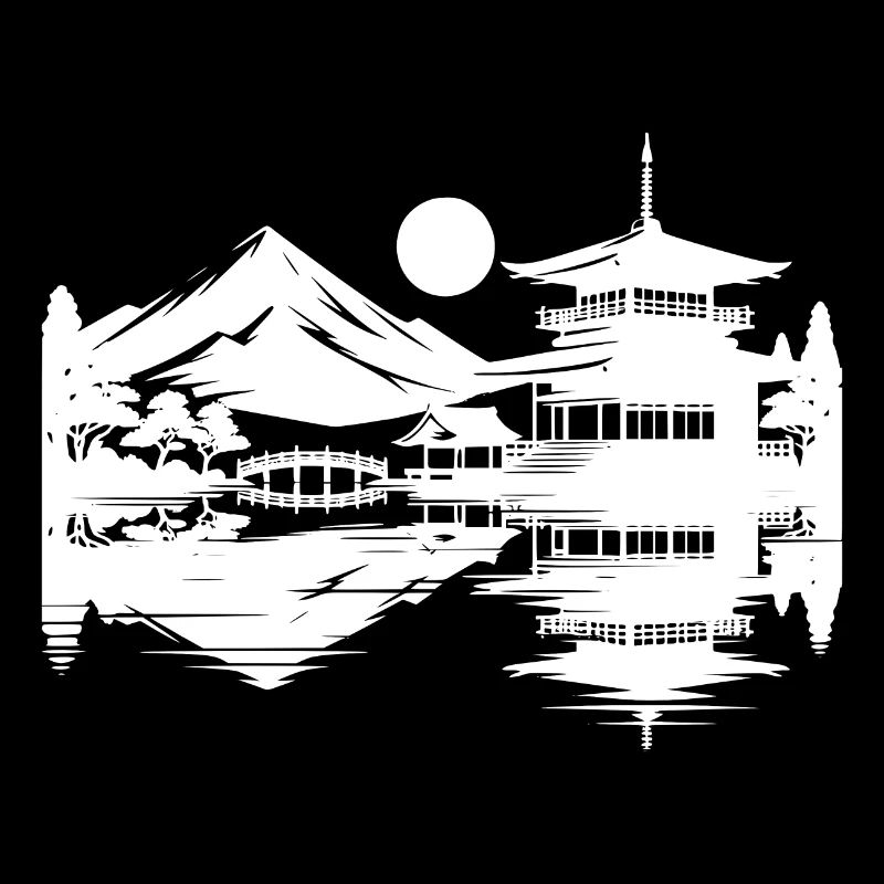 Asian Landscape Silent Japanese Temple