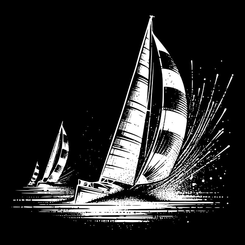 Voiliers de régate dans le vent et les vagues