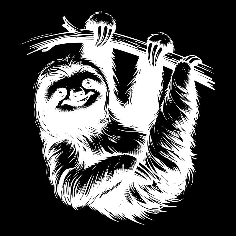 Cute Sloth Tree Pencil Drawing