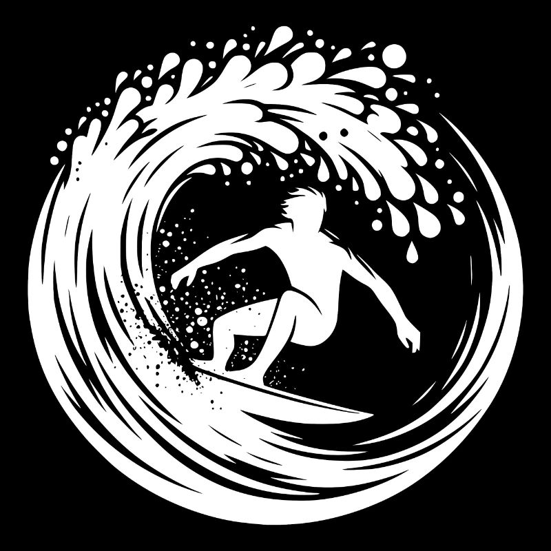 Planche de surf à vagues et surfeur dans le tunnel à vagues