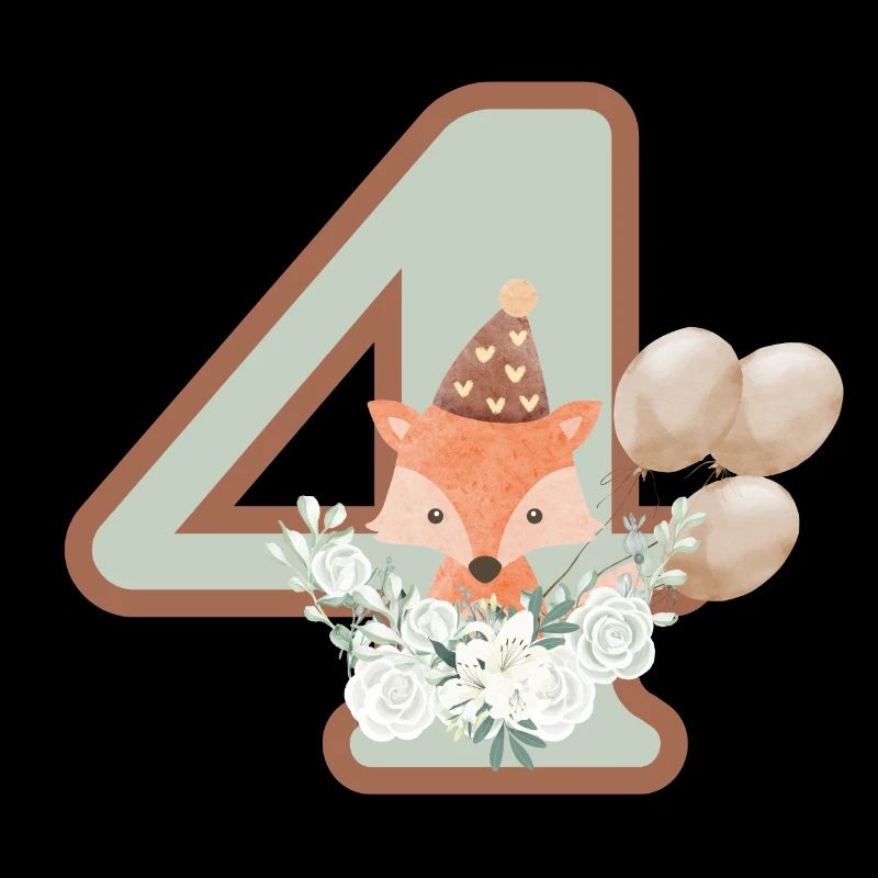 4e anniversaire renard fleurs