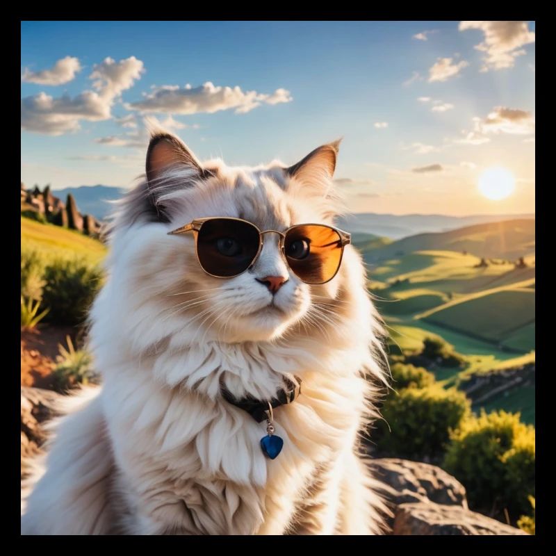 Ragdoll Katze mit einer Sonnenbrill