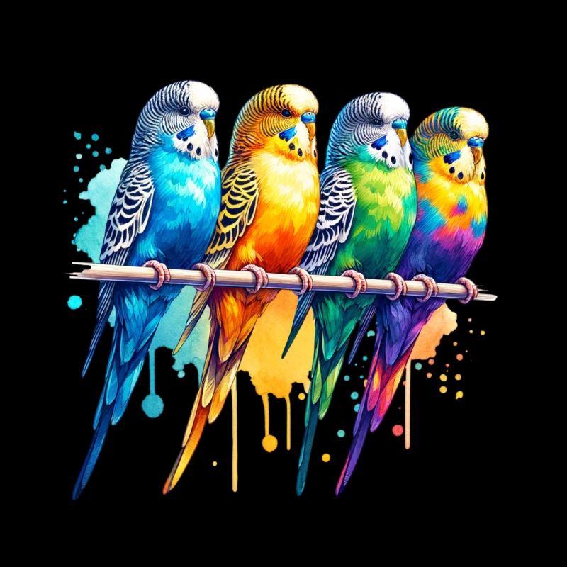 Perruches mignonnes colorées