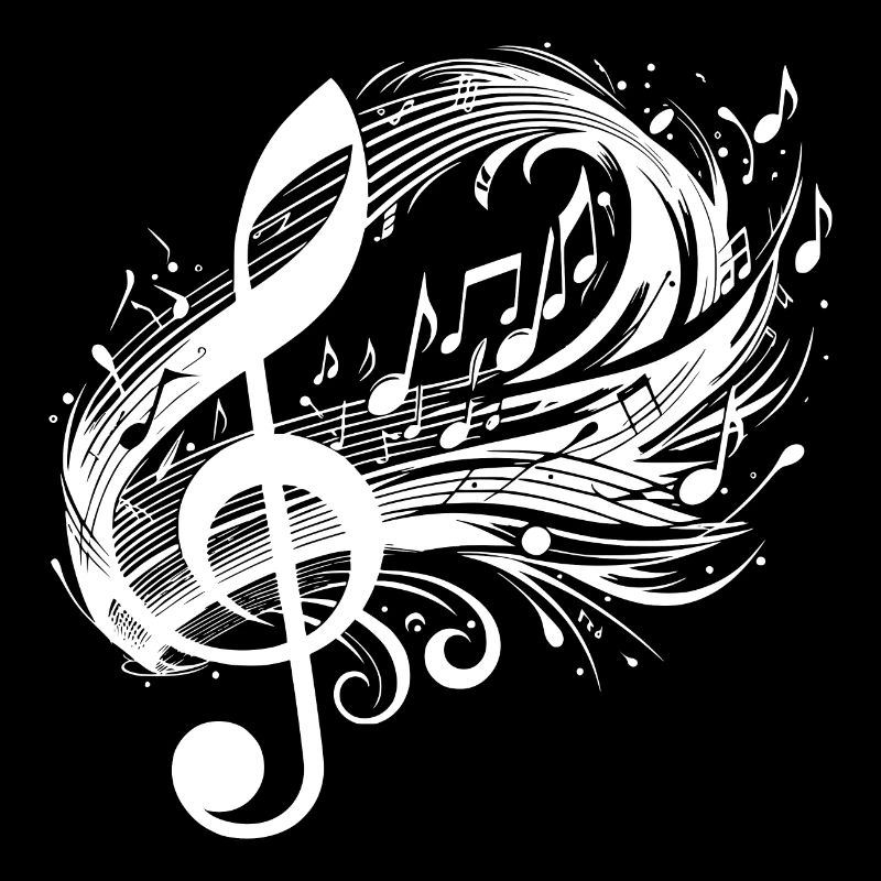 Les notes de musique tourbillonnent avec la clé