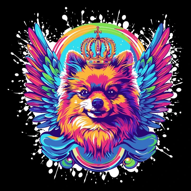Pomeranian Hund Kopf Porträt Bunt