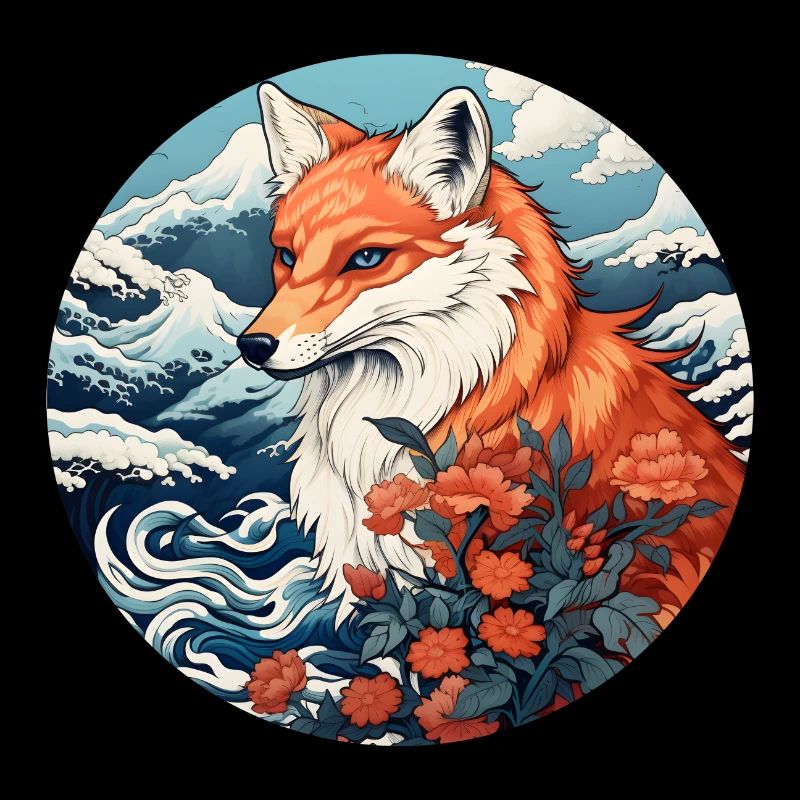 Fox wave Ukiyo-e Hokusai