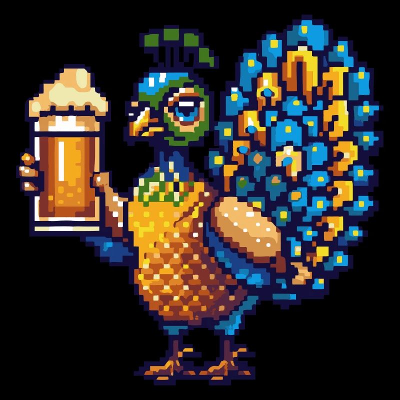 Pfau Vogel Bier Pixel