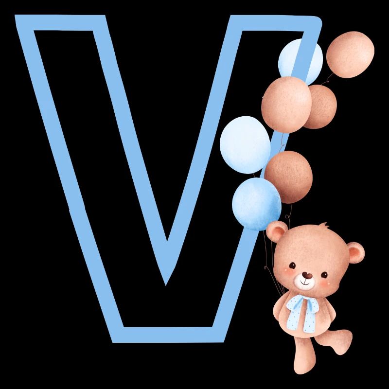 Blauer Buchstabe V Bär
