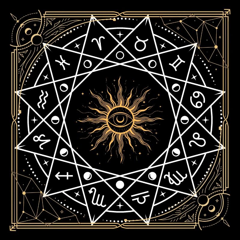 Sternzeichen Rad Goldene Sonne