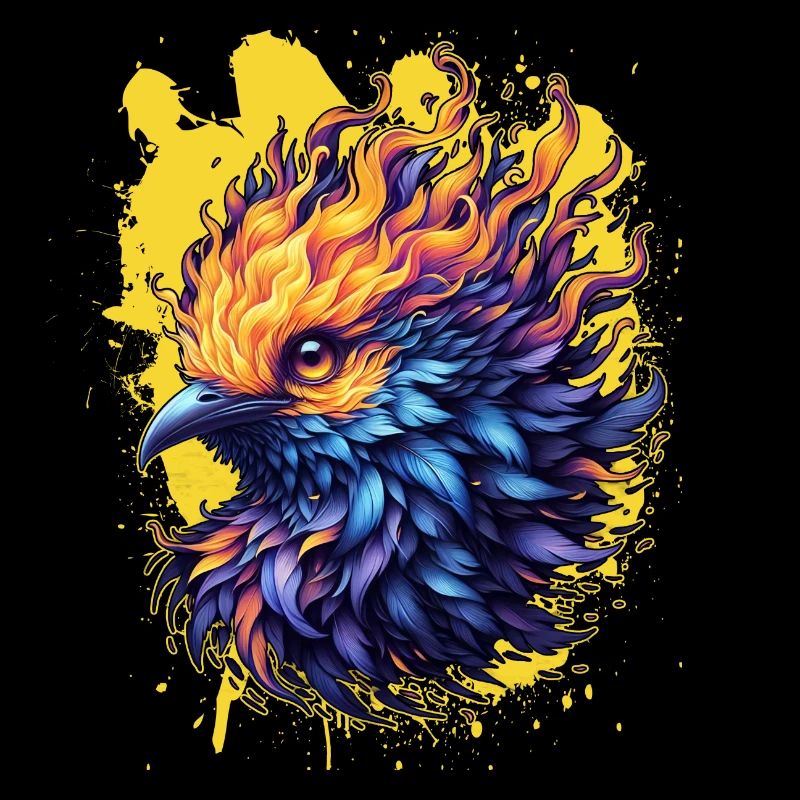 Fiery Phoenix Bird Art