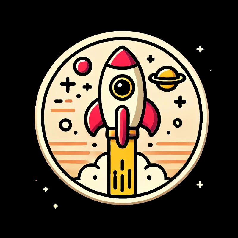 Fusée rétro perdue dans l’espace Graphique